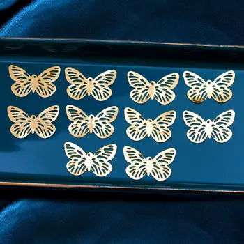 

Flatfoosie 10Pcs/set Korean Simple Gold Color Metal Hollow Butterfly Jewelry Accessories DIY Fashion Earrings Pendant Necklaces