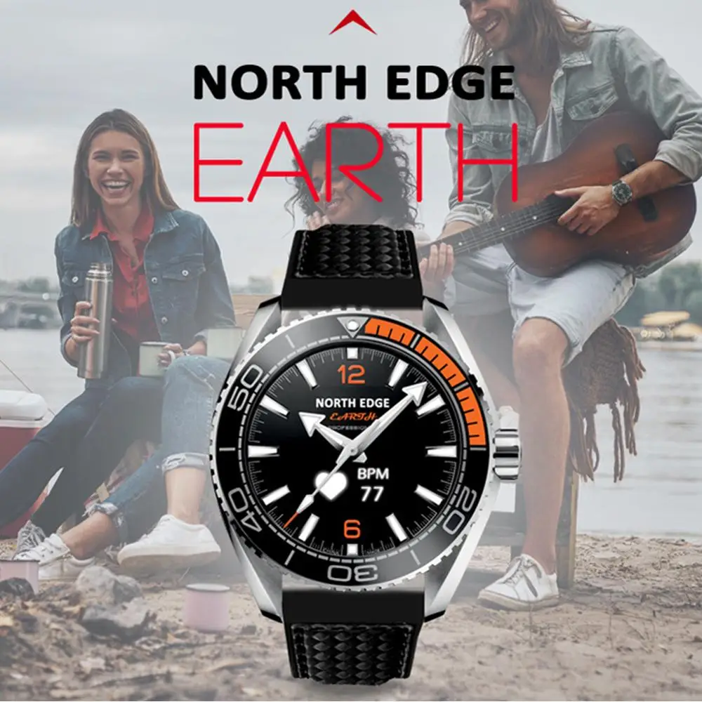 

North Edge Sport Digital Men Watch Military Luxury Waterproof 50M Pedometer Heart Rate Monitor Bluetooth Men Clock Smart Watch