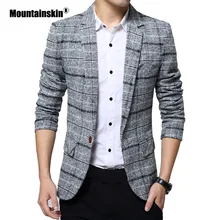 Горная кожа, новинка, мужской клетчатый пиджак, осень, мужские блейзеры, мужской повседневный приталенный пиджак, брендовая одежда, M-4XL, SA753