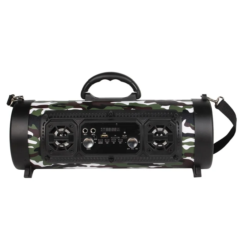 Portable Bluetooth speaker Wireless speaker k-song function high power subwoofer Smart Bluetooth 4.2 sound box Home KTV - Color: Camo