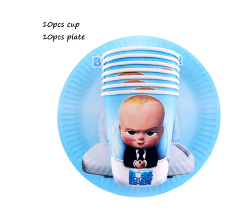 Baby Boss Theme Birthday Party Decorations Cup Plate Napkins Cake Topper Balloons Disposable Tableware Baby Shower Supplies