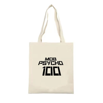 

Anime Mob Psycho 100 Canvas Tote Bag Fashion Durable Women Student Cotton Linen Handbag Printed Shopping Bags Custom logo