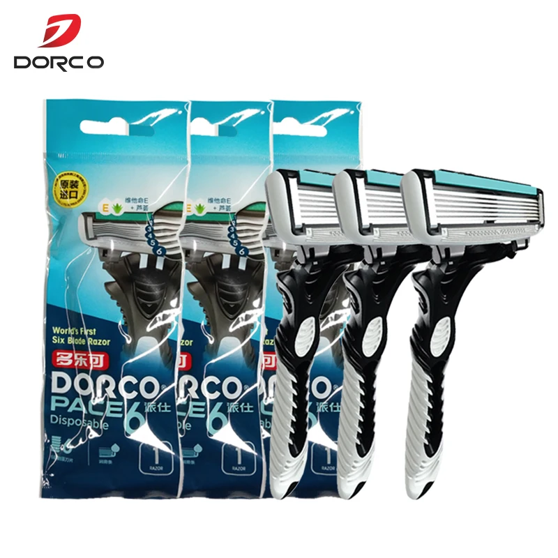 

3pcs/lot Dorco Razor Men 6-Layer Blades Razor for Men Shaving Stainless Steel Safety Razor Blades