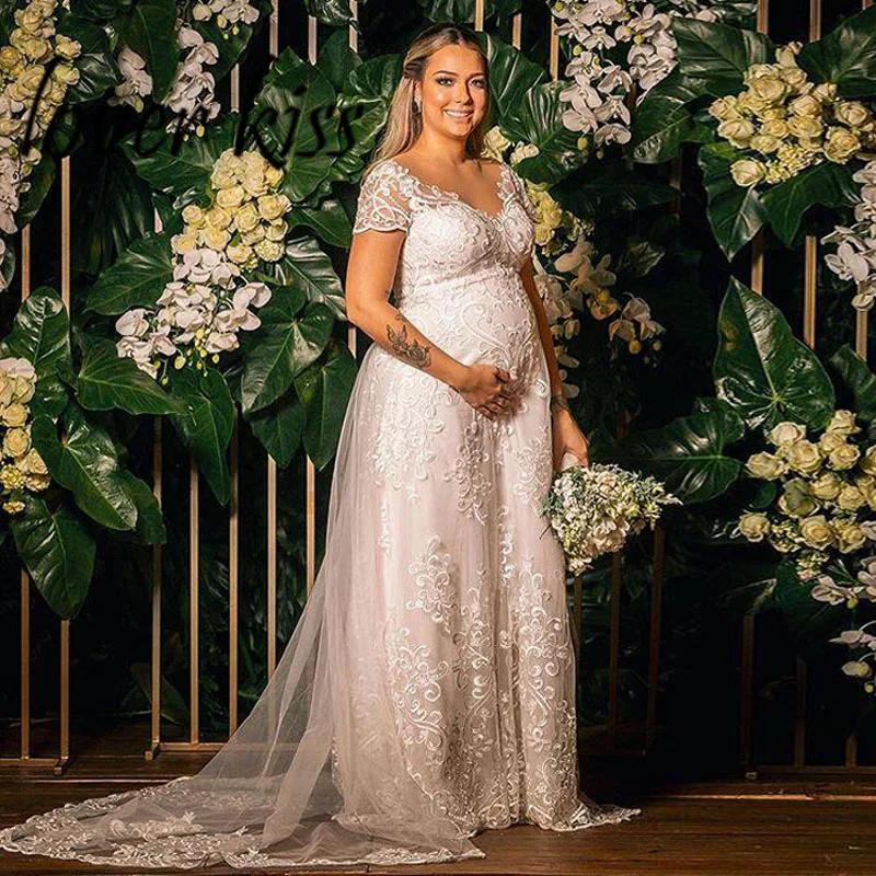 Любовник Поцелуй Vestido de Noiva 2021 трапециевидной формы Беременность для свадьбы