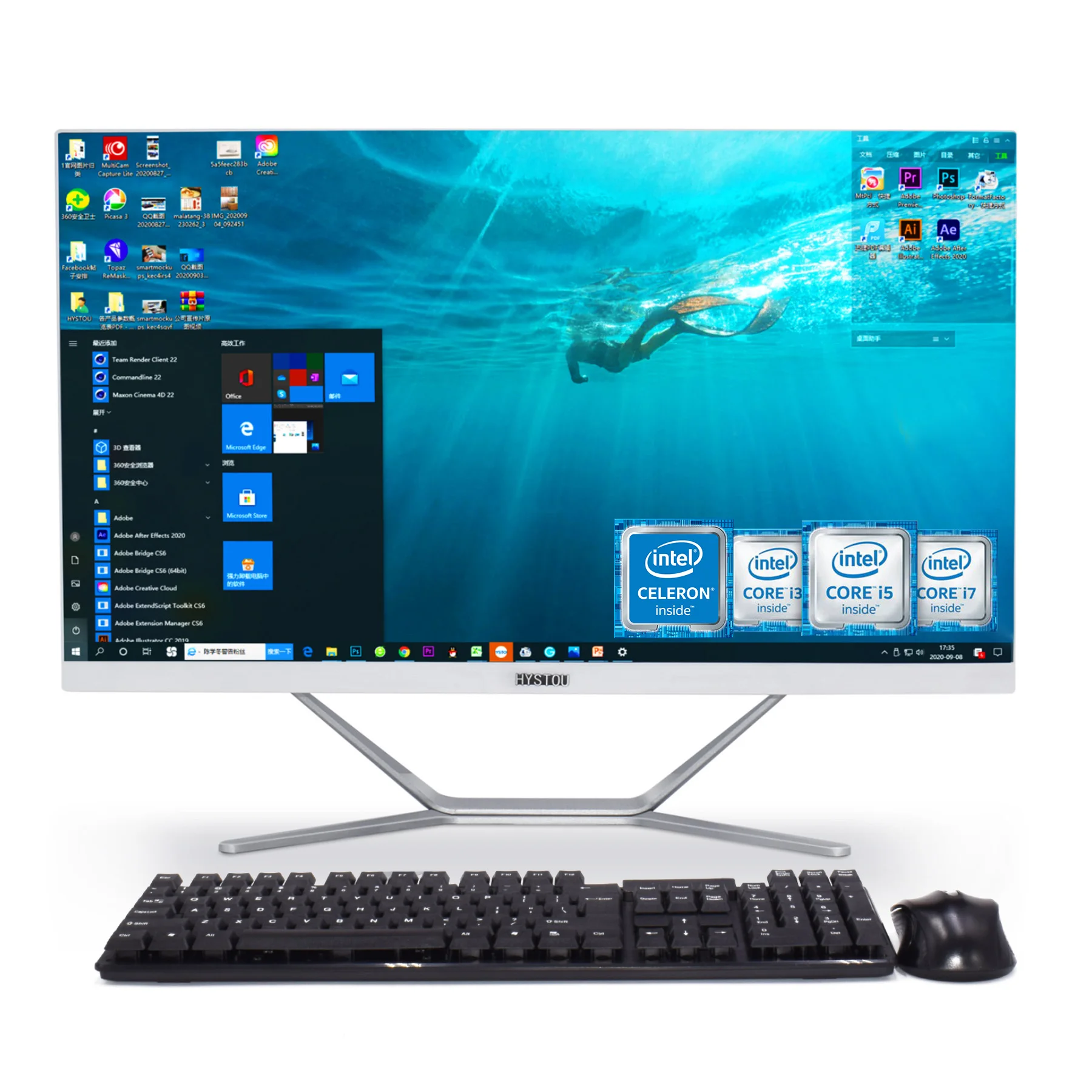 HYSTOU 23 8 дюймовый сенсорный экран все в одном ПК i7 i5 8Th 8565U 8365U процессор ISP монитор HDMI
