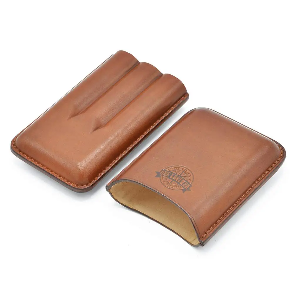 One Leather Portable Travel Cigar Case Cohiba Cigar Box Holder Gift Box Cigar Accessories Humidor Vegetable Tanned Leather