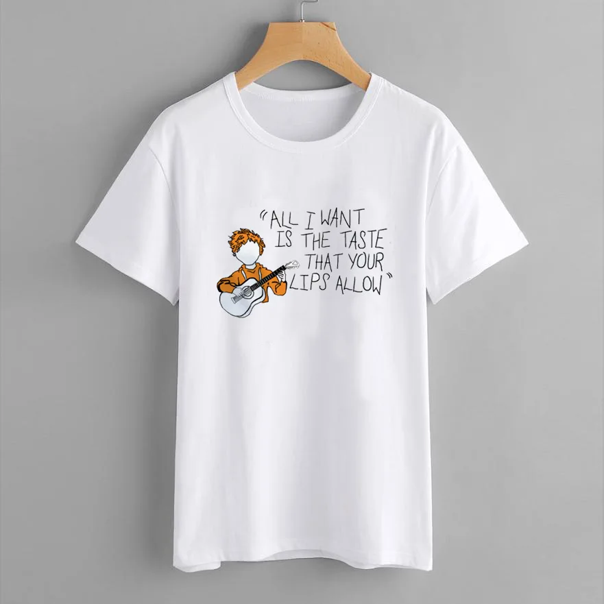 Ed Sheeran Harajuku T Shirt Women Ullzang 90s Music Lovers Funny Cartoon Print T-shirt Fashion Women Tops Plus Size Summer Tees - Цвет: 2