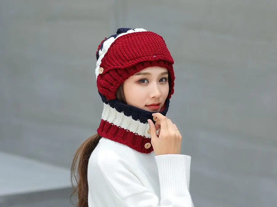 Кашемировая зимняя вязаная шапка бини, женский шарф Skullies Beanies, зимние шапки для женщин, сохраняющая тепло, шапка, маска, брендовая шапка