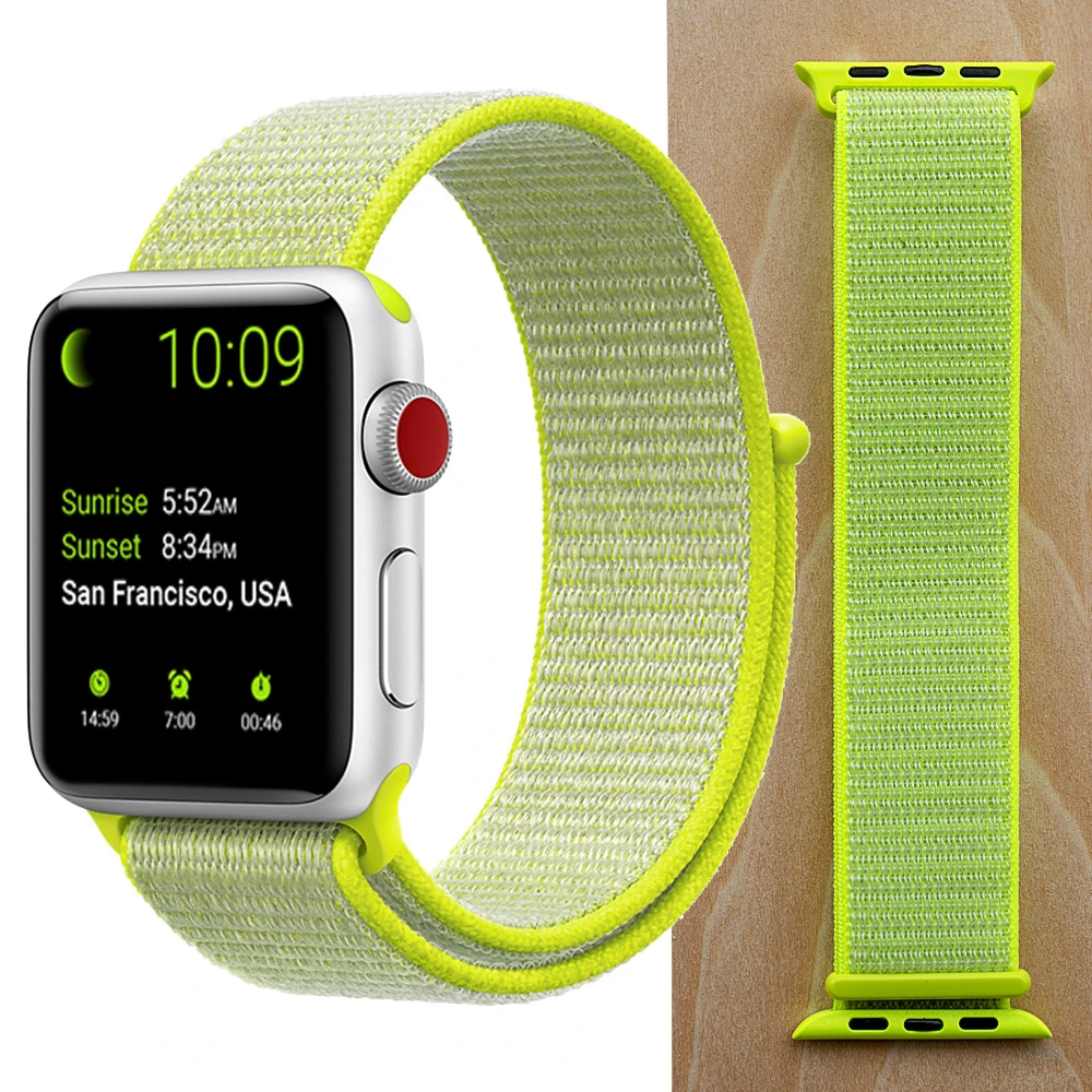 Flash Light Высококачественный нейлоновый спортивный ремешок для Apple Watch Series 5 4 3 2 1, мягкий дышащий тканый ремешок 44 мм iwatch 38 мм 40 мм - Цвет ремешка: Flash Light