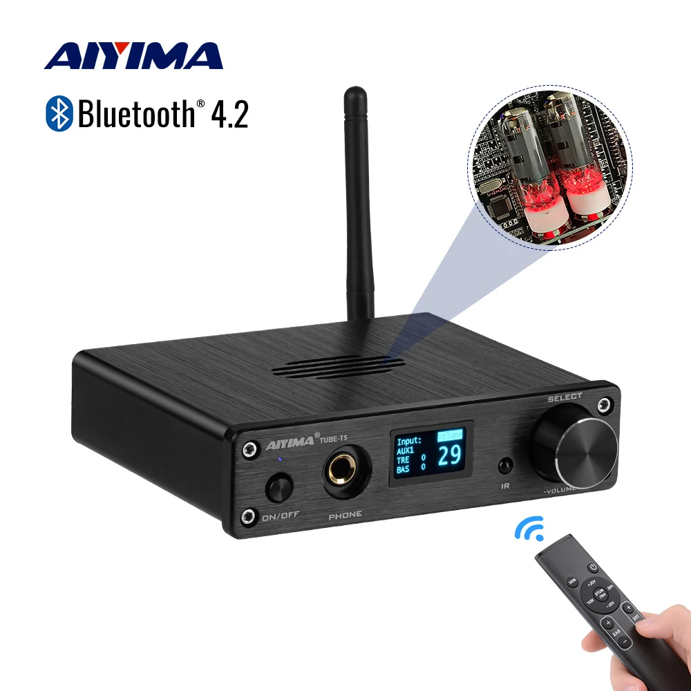 

AIYIMA HiFi 6K4 Vacuum Tube Preamp Bluetooth Preamplifier Stereo OLED Headphone Amplifier USB DAC Decoder DIY Sound Amplifiers