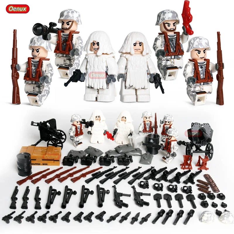 Oenux, новая мировая война 2, мини-солдатики, фигурка, военный строительный блок WW2, модель военного оружия, кирпичная игрушка MOC, Детский Рождественский подарок - Цвет: German Army 8