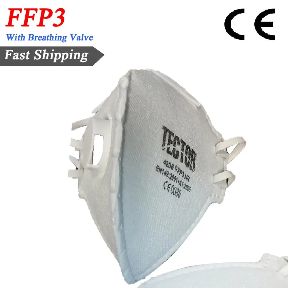 

IN STOCK ! 1/5/10/50pcs FFP3 Mask with Breathing Valve Headband Round Reusable Face Mask Professional Anti Dust Mask Fast Ship