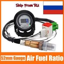 

52mm Air Fuel Ratio Gauge With Narrowband O2 Oxygen Sensor 12V Digital Voltmeter volt Meter 2 in 1 Racing Gauge