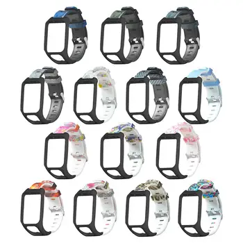 

For TOMTOM Runner 3 / Adventurer / Runner / Golf / Spark Flat-painted Silicone Printed Watch Band Replacement Wristband Strap
