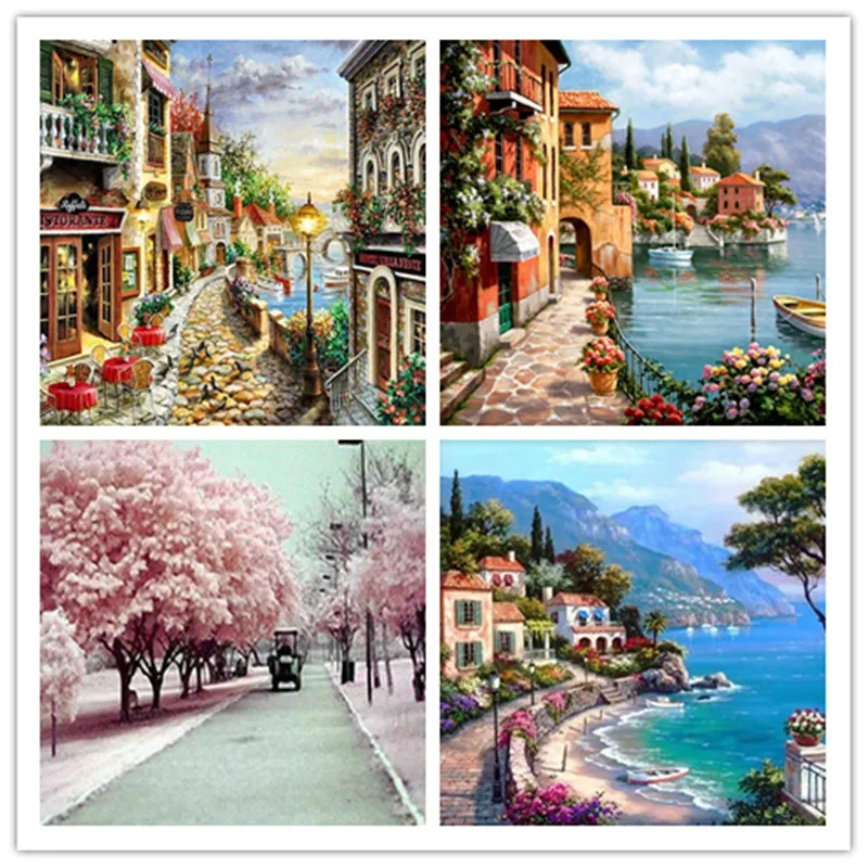 DIY Полный бурения пейзаж алмазной живописью Алмазная вышивка побережье крест