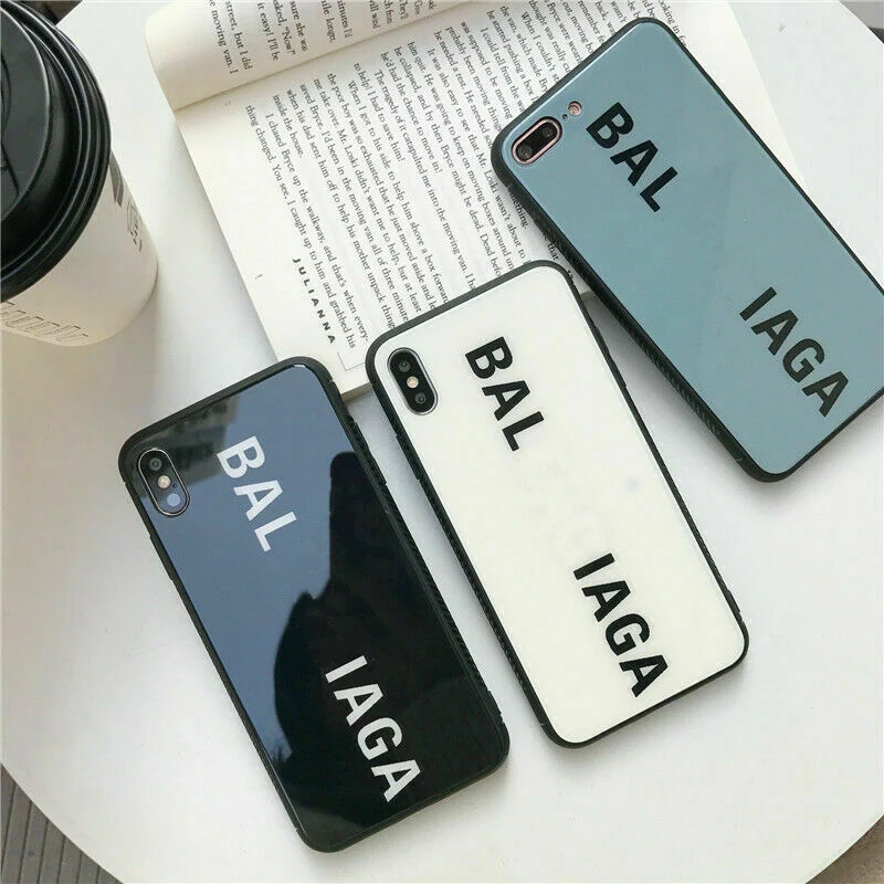 

Fashion Designer Phone Tempered Glass Case For iPhone 6 7 8 Plus XR XS MAX 11 Pro max Slim Shockproof Drop Resistance Back Case