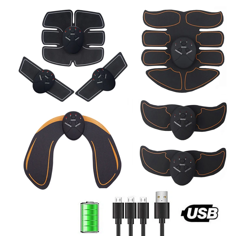 Estimulador muscular eléctrico EMS para Fitness, entrenador Abdominal, masajeador corporal adelgazante, equipo de gimnasio en casa, recargable por USB