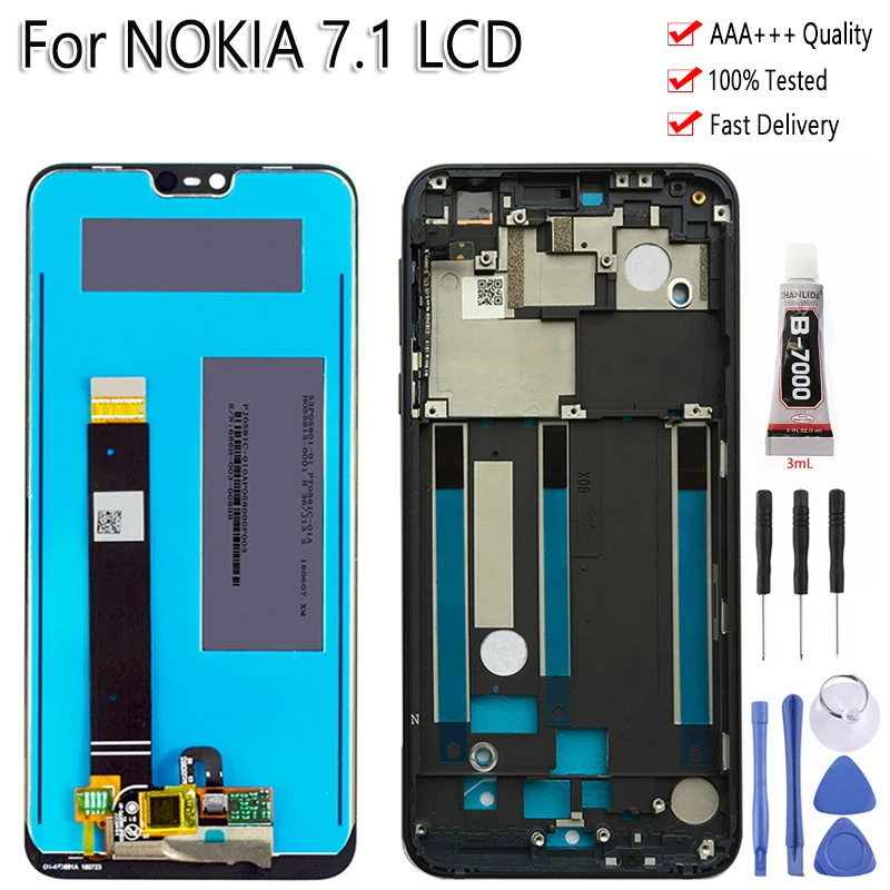 5,8" Дисплей для Nokia 7,1 lcd сенсорный экран дигитайзер сборка Замена Бесплатные инструменты для Nokia 7,1 lcd средняя рамка