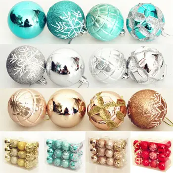 

24Pcs Set Glitter Chic Christmas Birthday Wedding Baubles Ornament Xmas Tree Ball Party Home Decor
