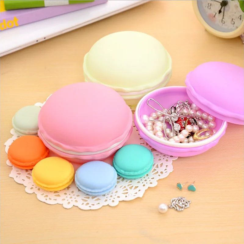 

2018 New Arrival Circle Cute Macaroon Cookie Design Candy Color Mini Storage Box Jewelry Box Drop Shipping