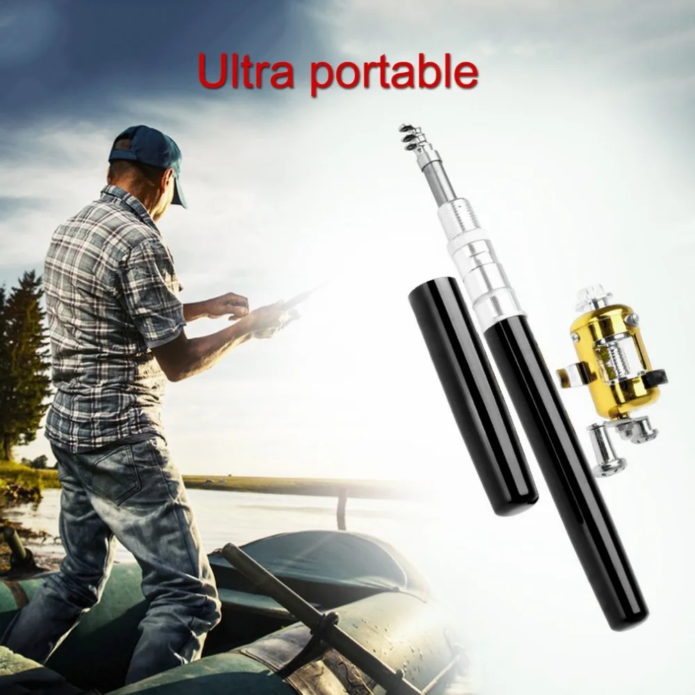 hot sale Super Lightweight Portable Fishing Set Pen Rod with Reel Mini Telescopic Fishing Rod+ Reel Pocket Fishing Reel