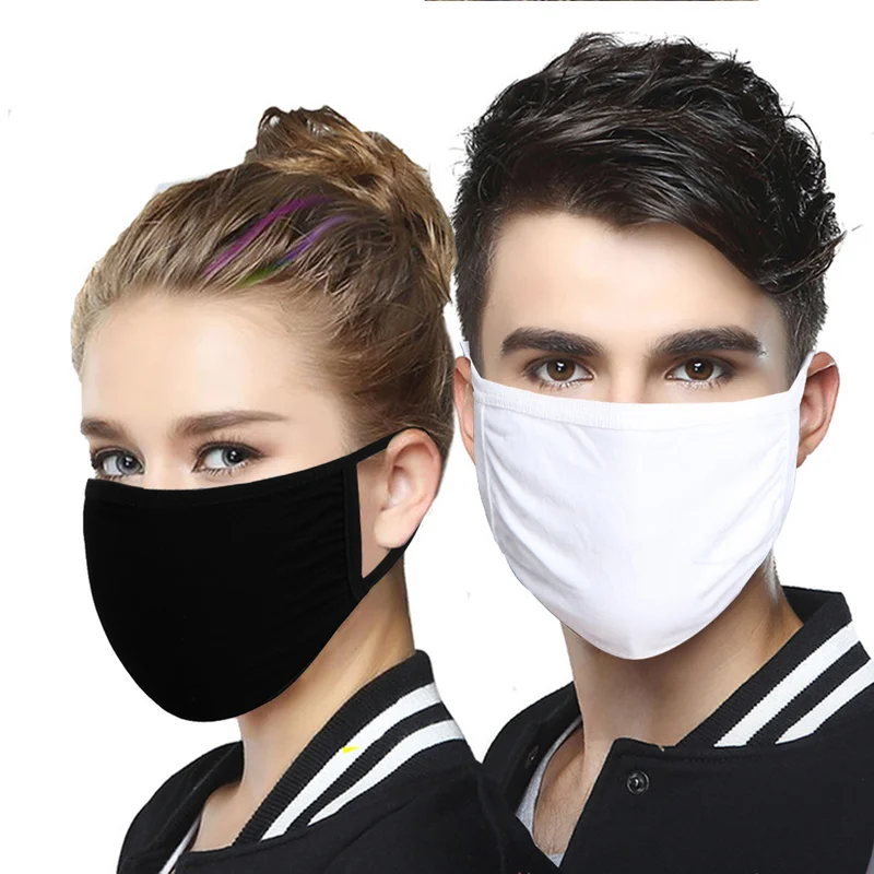 

3-10Pcs 3 Layers Black White Cotton Mouth Mask Washable Reusable Elastic Anti Dust Pollution Casual Earloops Adult mask