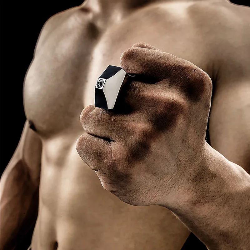 

1pc Self Defense Outdoor EDC Tungsten Ring Steel Self Defense Supplies Ring Women Men Safety Survival Finger Ring with Chain