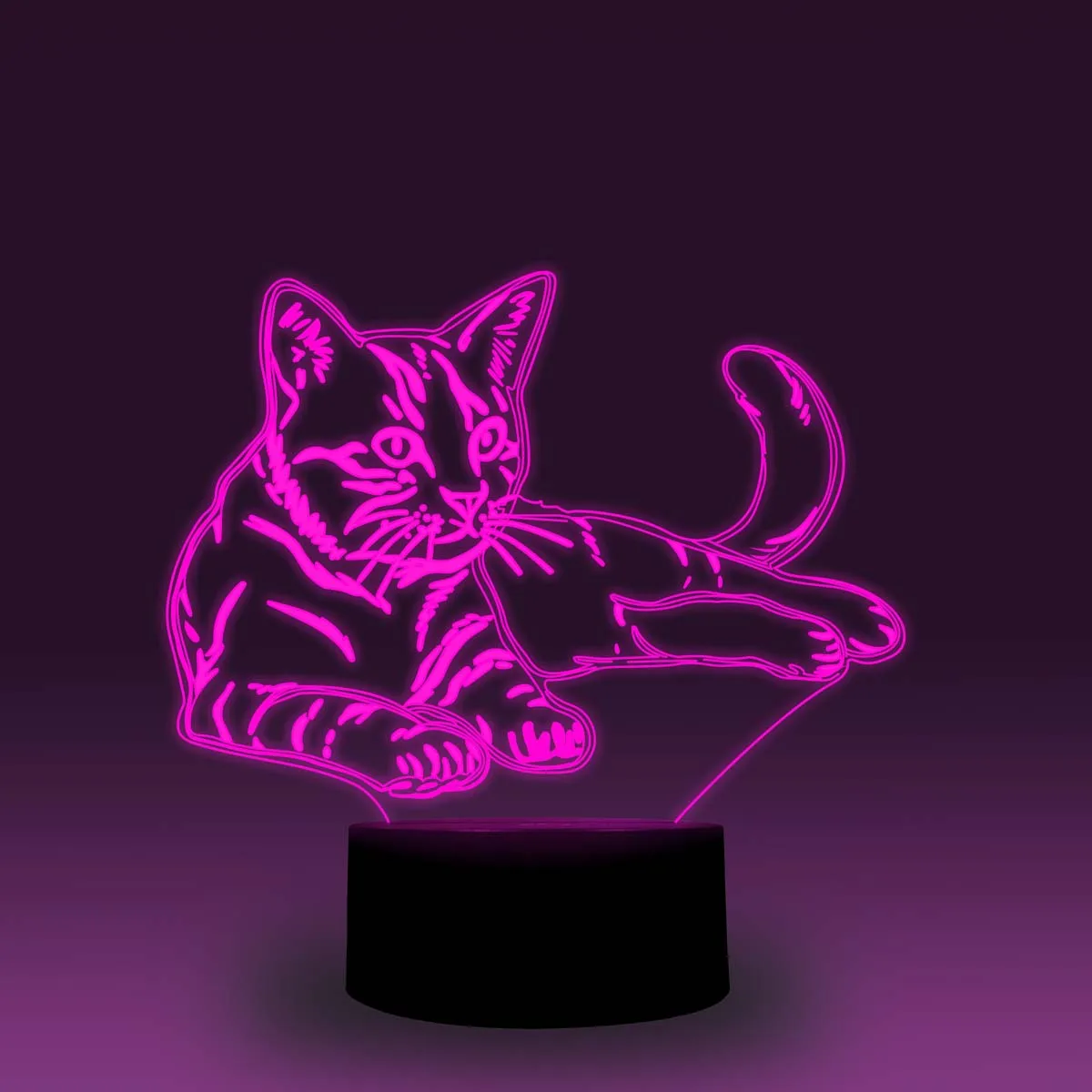 NiteApps 3D котенок/Кот RGB светодиодный ночник настольная иллюзия Лампа подарок на день рождения приложение/сенсорный контроль