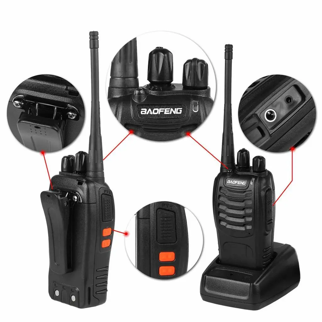 2Pcs/Lot Baofeng BF-888S Walkie Talkie Two-way Radio Set BF 888s UHF 400-470MHz 16CH Walkie-talkie Radios Transceiver 6