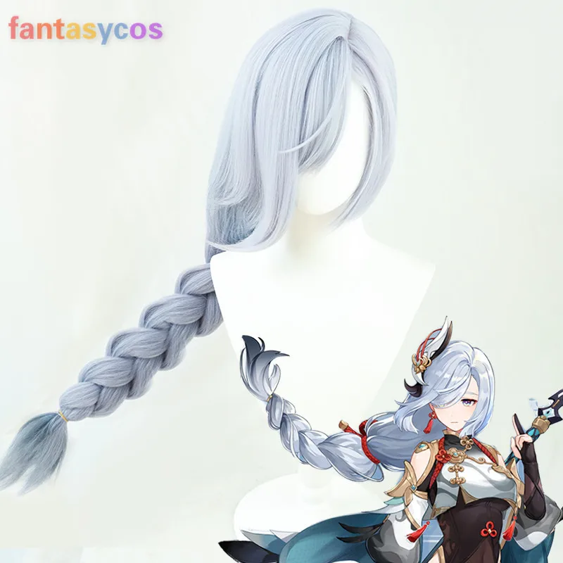 

Game Genshin Impact Shen He Cosplay Wig Gradient Long Braid Heat Resistant Synthetic Hair Halloween Costume