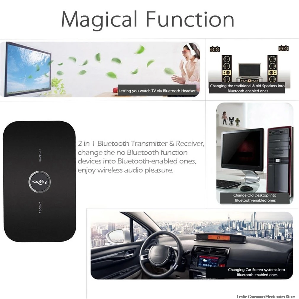 Hifi 2 in 1 Bluetooth 4.1 Audio Transmitter Receiver Wireless A2DP Bluetooth Audio Adapter Portable Audio Player Aux