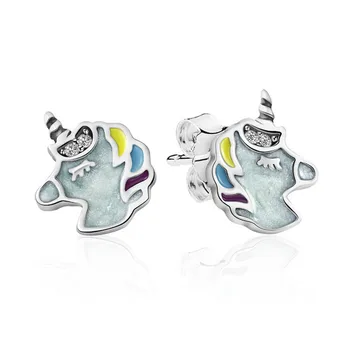 

2019 NEW 100% 925 Sterling Silver Cute Zodiac Horse Studs Premium Products Fashion Temperament Women Piercing Stud Earrings