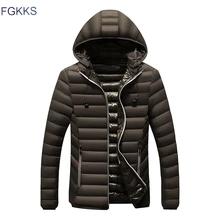 FGKKS, Новое поступление, модные мужские парки, зимняя мужская Повседневная парка с капюшоном, куртка, пальто для мужчин, высокое качество, парки, пальто