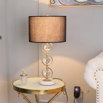 

Modern Crystal Ball In Metal Circle Table Lamp For Bedroom Bedside Living Room Hotel Engineering Light White Marble Table Lamp