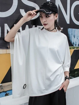 

Europe and the United States large size personality bat sleeve t-shirt fat MM Casual Casual Shirt Ins port style summer fashion