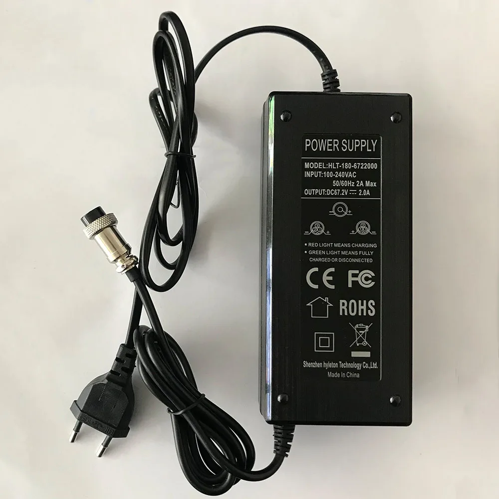 EU Plug Зарядное устройство для литиевых аккумуляторов 67,2 в, 2 А, скутер с толстыми шинами, 60 в, Harley, Электрический скутер, зарядное устройство, аксессуары для электровелосипедов - Цвет: EU Plug