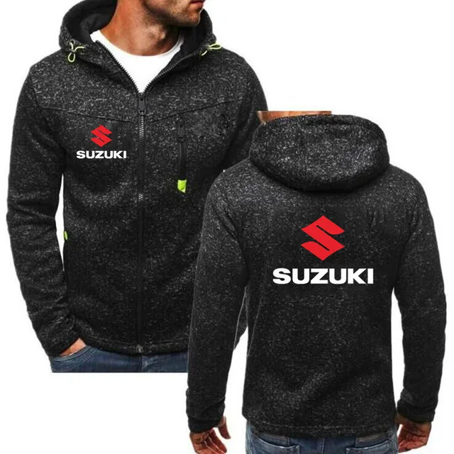 

New Men FOR SUZUKI Print Logo Jackets Casual For Men Print Sweatshirts Hip Hop Pullover Zipper Pocket With Cap Hoodies