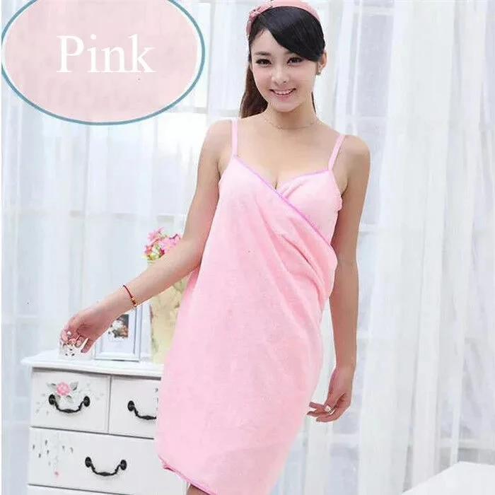 New Bath Towels Fashion Lady Girls Wearable Fast Drying Magic Bath Towel Beach Spa Bathrobes Robes Dress 5 Colors