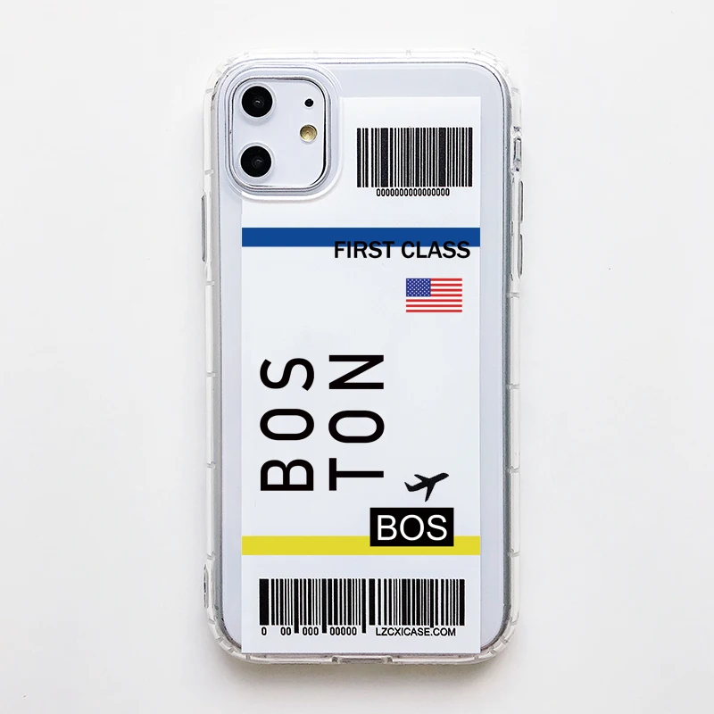 Hot New York Seoul Tokyo INS First Class Ticket Phone Case For Samsung S9 S8 Note 10 9 Plus cover Luxury 3D clear Flight Ticket - Цвет: BOSTON