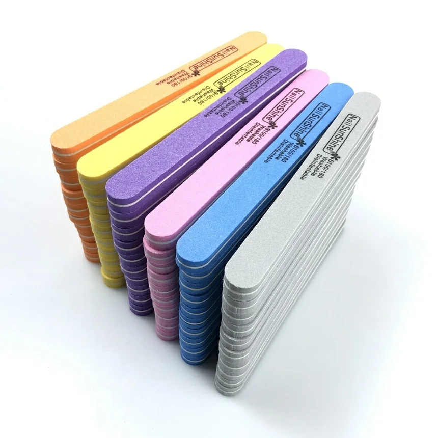 60Pcs Professional Nail Files Buffer 100/180 Double Side Grit Buffing Sanding Makeup Tools Spong File Women Salon | Красота и