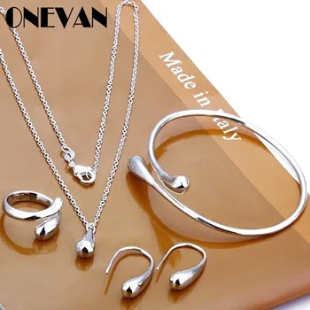 

Exquisite Eardrop Shape Pendant Neckalce Water Drop Jewelry Set Hand Chain Bracelet Necklaces Ring Hook Oval Earings for Women