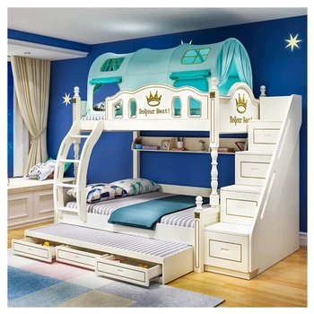 

creative Children bed baby bunk beds with stairs and storage drawers princess bedroom