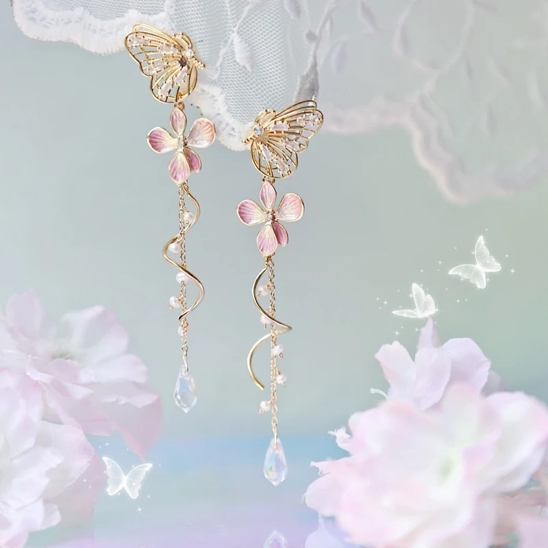 Kawaii Butterfly Cherry Blossom Earrings - Limited Edition