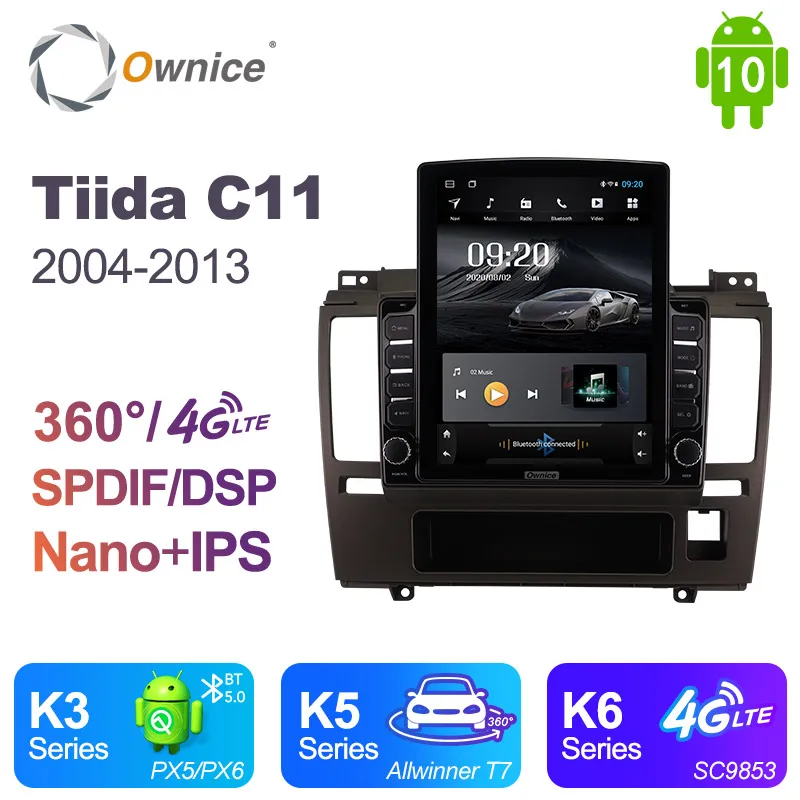 Автомагнитола Ownice вертикальная стерео-система на Android 10 0 2DIN для Nissan Tiida C11 2004-2013 с