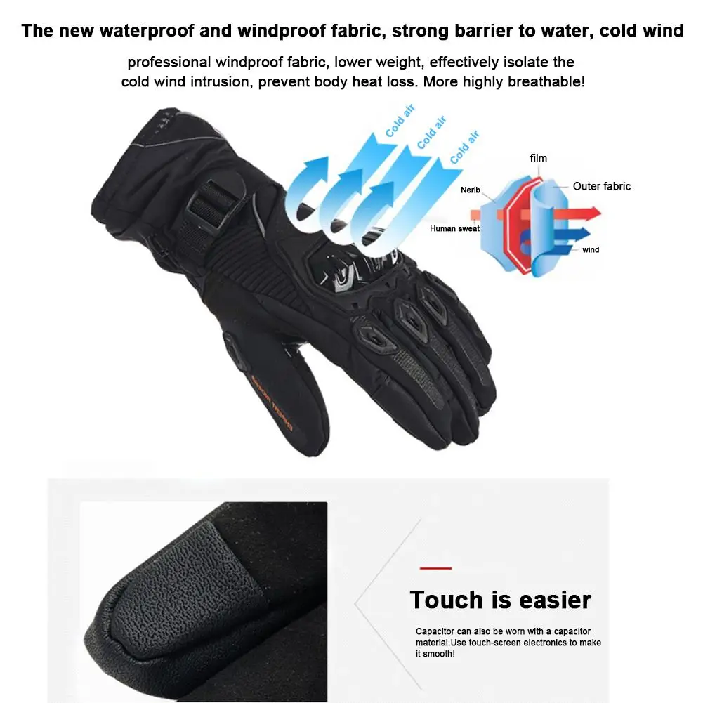 Мотоциклетные перчатки с подогревом для электрического автомобиля мотоциклетные перчатки с подогревом зимние теплые водонепроницаемые мужские и женские перчатки