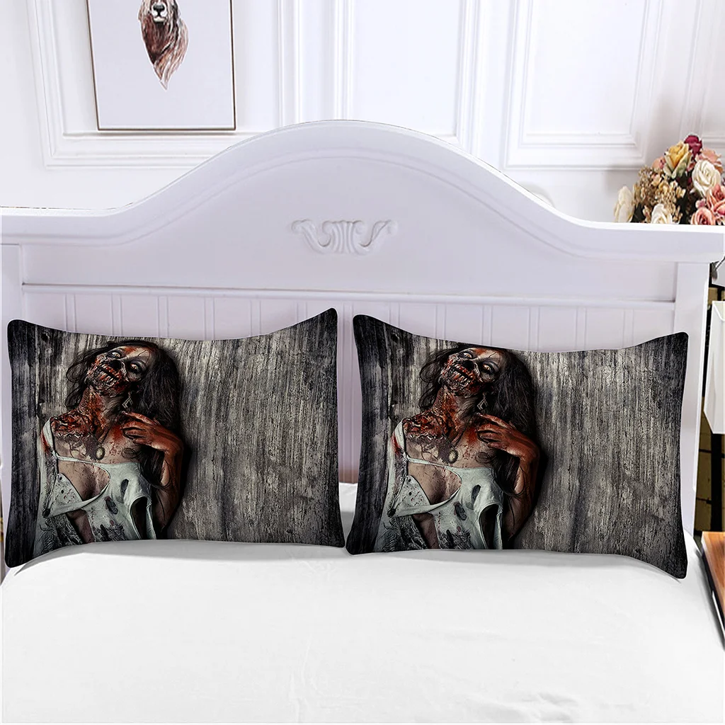 Bedding Set Cotton Pillowcases Nightmare Before Halloween Horror Woman Duvet Cover Comforter Home Textile Designer Custom Soft