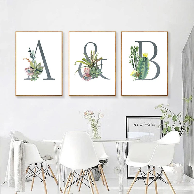 40x50-Canvas-Painting-Custom-Personalized-Name-Poster-Floral-Letter-Art-Print-Baby-Wall-Picture-home-decor (1)