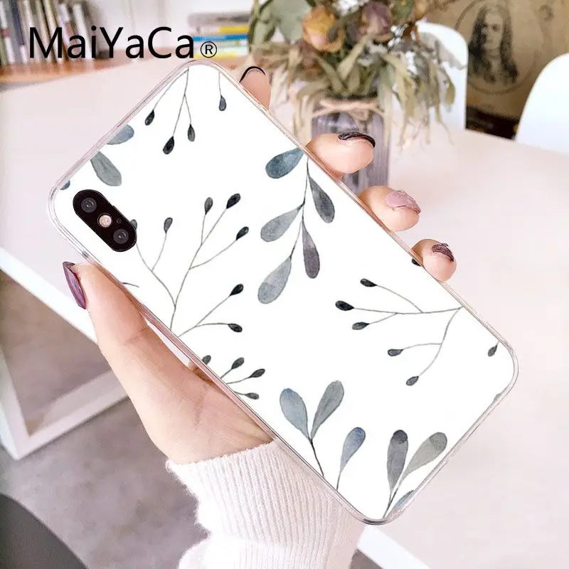 MaiYaCa растения для акварельных красок рукоделие принт рисунок чехол для iPhone X XS MAX 6 6s, 7, 7 plus, 8, 8 Plus, 5 5S SE XR 10