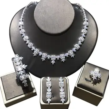 

missvikki High Quality Luxury Super Women Engagement Shinning Pendant Necklace Earrings Bracelet Ring Full CZ 2020 New Jewelry