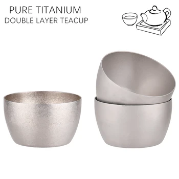 

Pure Titanium Mini Teacup Double-Layer Thermal Insulation Anti-hot Domestic Outdoor Titanium Teacup Coffee Cup Office